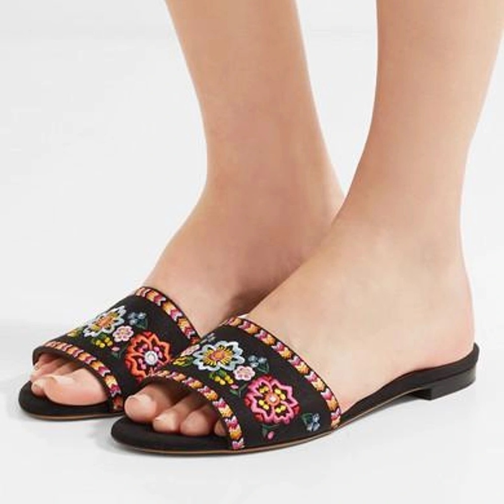 Tabitha Simmons / Sprinkles embroider festival floral mule slip-on-Sandals 38 8